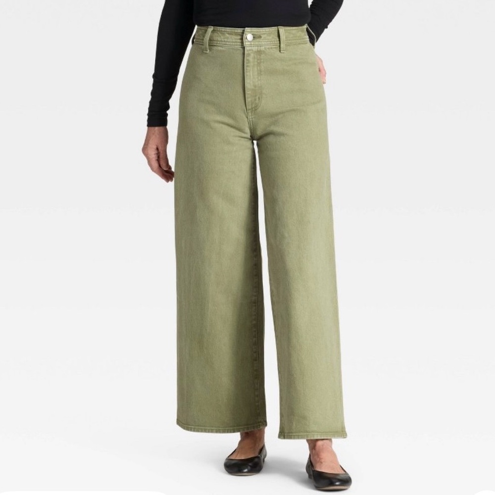 Universal Thread High-Rise Wide-Leg Jeans in Olive